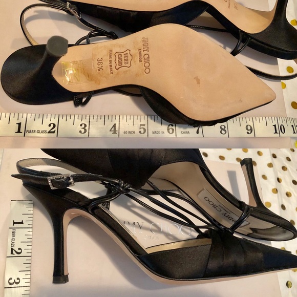 💯Auth Jimmy Choo black satin heels 36.5 - Picture 8 of 8